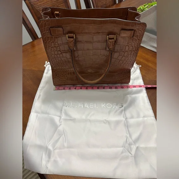 Vintage Michael Kors Tan Leather Crocodile Embossed Handbag